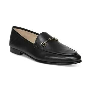 Sam Edelman Loraine Flat Loafer Black Leather Round Toe Gold Bit Slip On 11